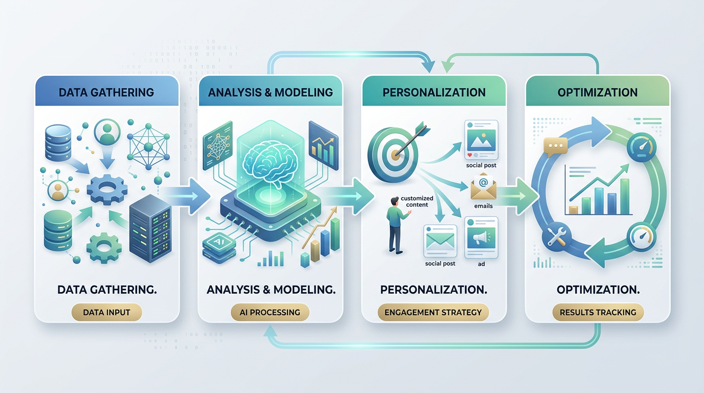 AI agent workflow diagram showing components of agentic flows in marketing automation