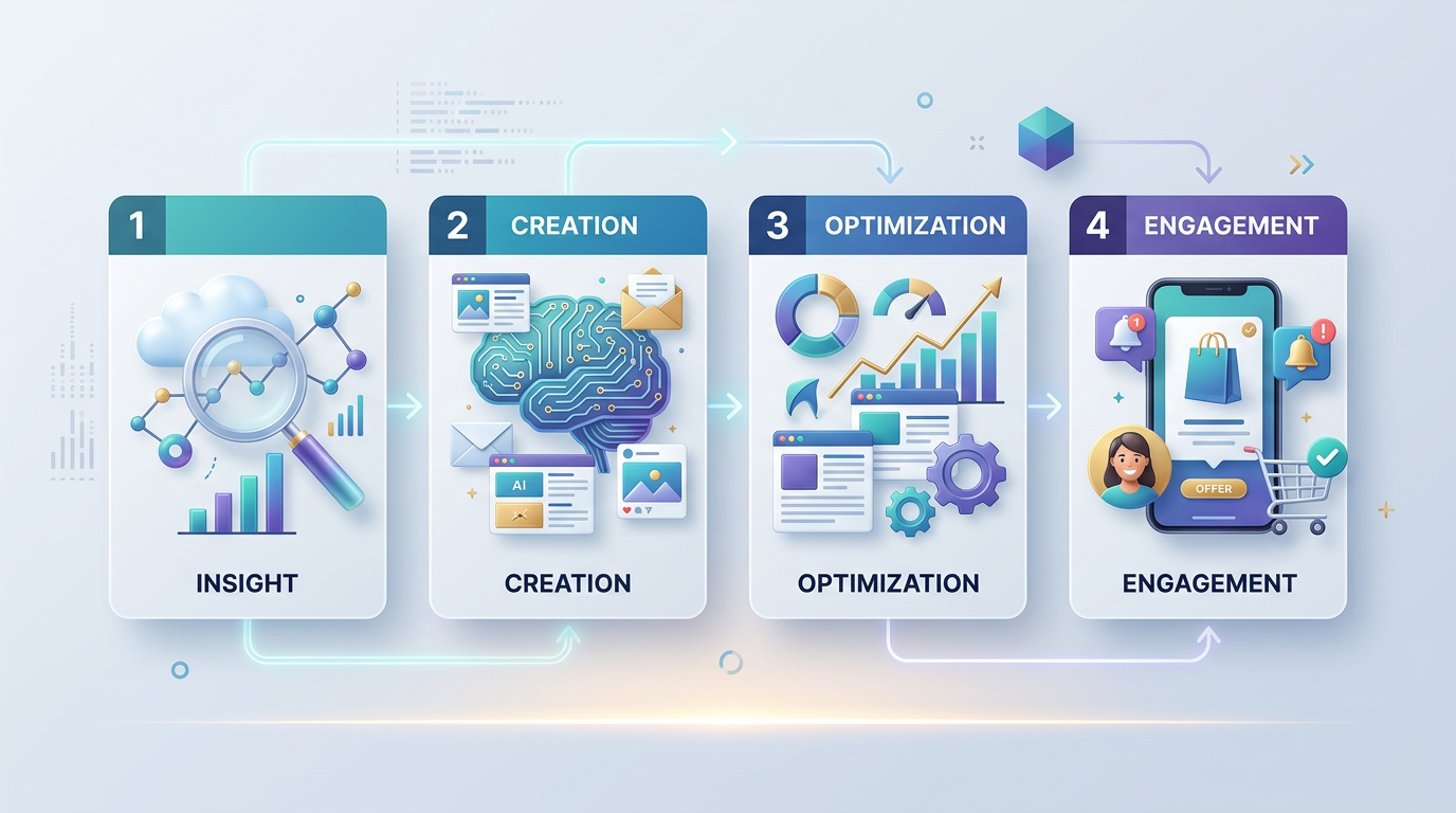 Diagram dat het verschil toont tussen een lineaire marketingautomatisering en een dynamische, meervoudige Agentic Flow.